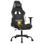 Silla gaming de masaje con reposapiés tela negro y gris taupe en Sillones para videojuegos | Comprar online en Foro24