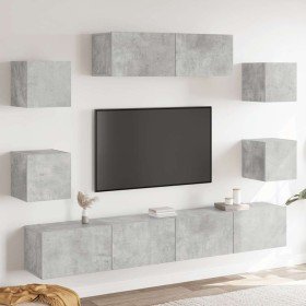 Set de muebles de TV 7 pzas madera contrachapada gris hormigón en Muebles TV | Comprar online en Foro24