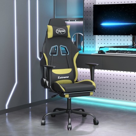Silla gaming de masaje con reposapiés tela negro y verde claro en Sillas gaming | Comprar online en Foro24