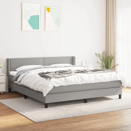 Box spring bed with light gray fabric mattress 180x200 cm by , Beds and slatted bases - Ref: Foro24-3129649, Price: 543,48 €,...