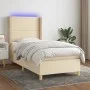 Cama box spring colchón y luces LED tela color crema 90x190 cm de , Camas y somieres - Ref: Foro24-3138762, Precio: 348,04 €,...