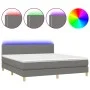 Cama box spring con colchón y LED tela gris oscuro 180x200 cm de , Camas y somieres - Ref: Foro24-3133654, Precio: 544,09 €, ...
