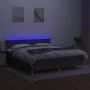 Cama box spring con colchón y LED tela gris oscuro 180x200 cm de , Camas y somieres - Ref: Foro24-3133654, Precio: 544,09 €, ...