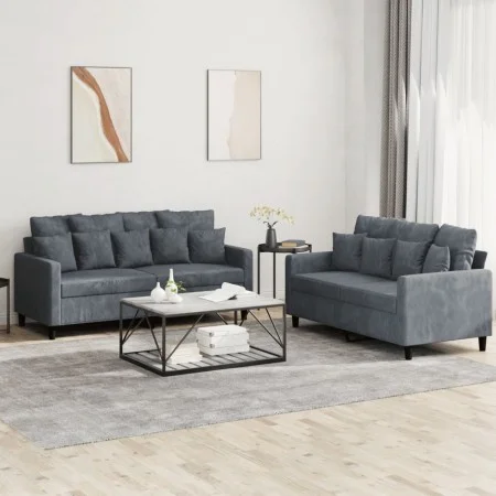 Set von Sofas mit 2 Stück dunkelgrauen Samtkissen von , Sofas - Ref: Foro24-3201701, Preis: 402,47 €, Rabatt: %