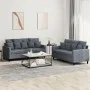 Set von Sofas mit 2 Stück dunkelgrauen Samtkissen von , Sofas - Ref: Foro24-3201701, Preis: 402,47 €, Rabatt: %