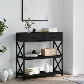 Black engineered wood console table 75x28x75 cm by , Side tables - Ref: Foro24-834195, Price: 72,56 €, Discount: %