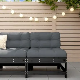 Zentrales Gartensofa massives Zirbenholz schwarz von , Modulare Sofas für den Außenbereich - Ref: Foro24-825482, Preis: 77,34...