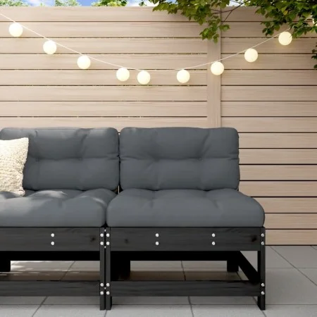 Central garden sofa made of solid black pine wood by , Modular outdoor sofas - Ref: Foro24-825482, Price: 77,34 €, Discount: %