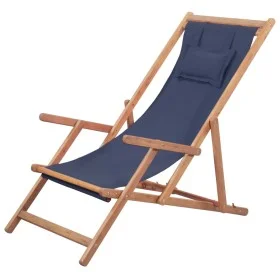 Folding beach chair made of fabric and blue wooden structure by vidaXL, Garden chairs - Ref: Foro24-43996, Price: 69,24 €, Di...