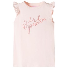 Camiseta infantil de manga volante rosa suave 116