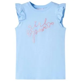 Camiseta infantil de manga volante azul claro 140 de , Camisetas para niños - Ref: Foro24-11328, Precio: 8,19 €, Descuento: %