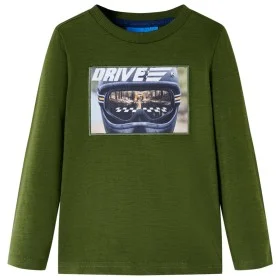 Dark khaki long-sleeved children's t-shirt size 140 by , Kids T-shirts - Ref: Foro24-12638, Price: 8,75 €, Discount: %