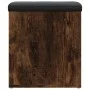 Engineered wood bench with storage smoked oak 42x42x45cm by , Benches for halls and storage - Ref: Foro24-835037, Price: 46,9...