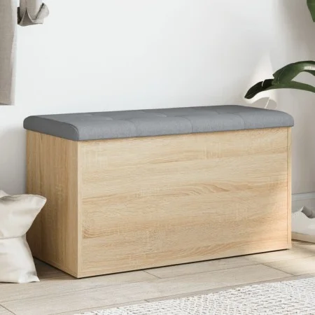 Bank mit Stauraum aus Eichenholz in Sonoma-Farbe, 82x42x45 cm. von , Bänke für Hallen und Lager - Ref: Foro24-835049, Preis: ...