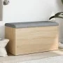 Banco con almacenaje madera ingeniería roble Sonoma 82x42x45 cm by , Benches for halls and storage - Ref: Foro24-835049, Pric...