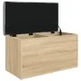 Bank mit Stauraum aus Eichenholz in Sonoma-Farbe, 82x42x45 cm. von , Bänke für Hallen und Lager - Ref: Foro24-835049, Preis: ...
