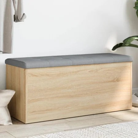 Bench with storage engineered wood Sonoma oak 102x42x45cm by , Benches for halls and storage - Ref: Foro24-835056, Price: 129...