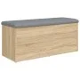 Banco con almacenaje madera ingeniería roble Sonoma 102x42x45cm de , Bancos para recibidores y almacenamiento - Ref: Foro24-8...