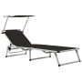 Folding lounger with aluminum and black textilene roof by vidaXL, Loungers - Ref: Foro24-44333, Price: 101,99 €, Discount: %