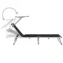 Klappliege mit Dach aus Aluminium und schwarzem Textilene von vidaXL, Liegen - Ref: Foro24-44333, Preis: 97,65 €, Rabatt: %