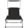 Folding lounger with aluminum and black textilene roof by vidaXL, Loungers - Ref: Foro24-44333, Price: 101,99 €, Discount: %
