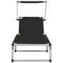 Folding lounger with aluminum and black textilene roof by vidaXL, Loungers - Ref: Foro24-44333, Price: 101,41 €, Discount: %