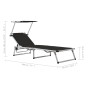 Folding lounger with aluminum and black textilene roof by vidaXL, Loungers - Ref: Foro24-44333, Price: 101,99 €, Discount: %
