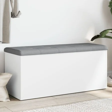 White engineered wood storage bench 102x42x45 cm by , Benches for halls and storage - Ref: Foro24-835054, Price: 87,65 €, Dis...