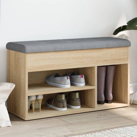 Shoe bench engineered wood Sonoma oak 82x32x45.5 cm by , Benches for halls and storage - Ref: Foro24-835028, Price: 78,59 €, ...