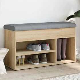 Shoe bench engineered wood Sonoma oak 82x32x45.5 cm by , Benches for halls and storage - Ref: Foro24-835028, Price: 77,33 €, ...