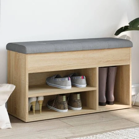 Shoe bench engineered wood Sonoma oak 82x32x45.5 cm by , Benches for halls and storage - Ref: Foro24-835028, Price: 77,33 €, ...