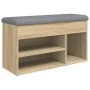 Shoe bench engineered wood Sonoma oak 82x32x45.5 cm by , Benches for halls and storage - Ref: Foro24-835028, Price: 77,33 €, ...