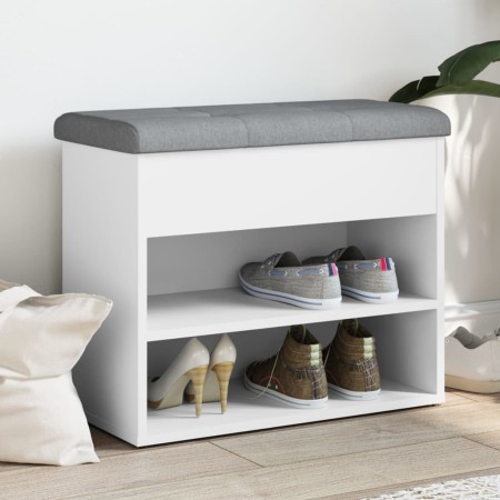 White engineered wood shoe bench 62x32x50 cm by , Benches for halls and storage - Ref: Foro24-835096, Price: 55,83 €, Discoun...