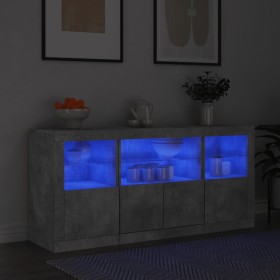 Sideboard mit betongrauen LED-Leuchten 142,5x37x67 cm von , Sideboards - Ref: Foro24-3209068, Preis: 178,44 €, Rabatt: %