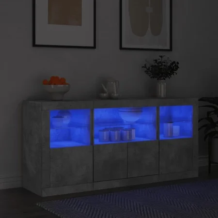 Sideboard with LED lights in concrete gray 142.5x37x67 cm by , Sideboards - Ref: Foro24-3209068, Price: 174,63 €, Discount: %