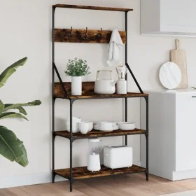 Kitchen shelf with smoked oak wood engineering hooks by , Kitchen utensil containers - Ref: Foro24-838960, Price: 73,94 €, Di...