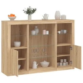 Sideboard with LED light 3 pieces engineered wood sonoma oak by , Sideboards - Ref: Foro24-3209130, Price: 198,67 €, Discount: %