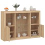 Sideboard with LED light 3 pieces engineered wood sonoma oak by , Sideboards - Ref: Foro24-3209130, Price: 201,79 €, Discount: %