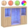 Sideboard with LED light 3 pieces engineered wood sonoma oak by , Sideboards - Ref: Foro24-3209130, Price: 198,67 €, Discount: %