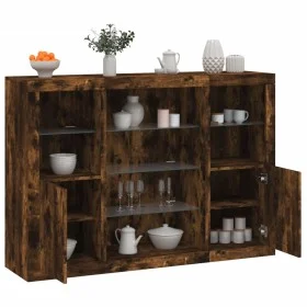 Sideboard mit LED-Licht, 3-teilig, Holzwerkstoff, geräucherte Eiche von , Sideboards - Ref: Foro24-3209132, Preis: 203,43 €, ...