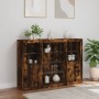 Sideboard with LED light 3 pieces engineered wood smoked oak by , Sideboards - Ref: Foro24-3209132, Price: 208,25 €, Discount: %