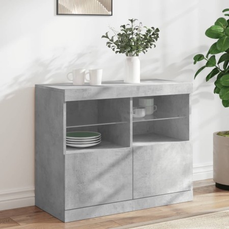 Sideboard mit betongrauen LED-Leuchten 81x37x67 cm von , Sideboards - Ref: Foro24-836661, Preis: 73,60 €, Rabatt: %
