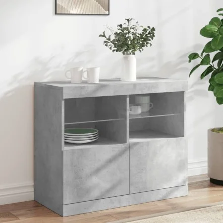 Sideboard with LED lights concrete gray 81x37x67 cm by , Sideboards - Ref: Foro24-836661, Price: 70,58 €, Discount: %