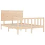 Bed frame with solid wood headboard 140x200 cm by , Beds and slatted bases - Ref: Foro24-3193401, Price: 137,38 €, Discount: %
