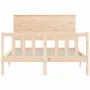 Bed frame with solid wood headboard 140x200 cm by , Beds and slatted bases - Ref: Foro24-3193401, Price: 137,38 €, Discount: %