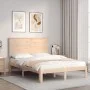 Bed frame with solid wood headboard 140x200 cm by , Beds and slatted bases - Ref: Foro24-3193661, Price: 136,50 €, Discount: %