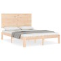 Bed frame with solid wood headboard 140x200 cm by , Beds and slatted bases - Ref: Foro24-3193661, Price: 138,23 €, Discount: %