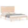 Bed frame with solid wood headboard 140x200 cm by , Beds and slatted bases - Ref: Foro24-3193661, Price: 136,50 €, Discount: %