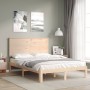 Bed frame with solid wood headboard 140x200 cm by , Beds and slatted bases - Ref: Foro24-3193661, Price: 138,23 €, Discount: %