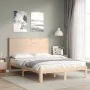 Bed frame with solid wood headboard 140x200 cm by , Beds and slatted bases - Ref: Foro24-3193661, Price: 136,50 €, Discount: %